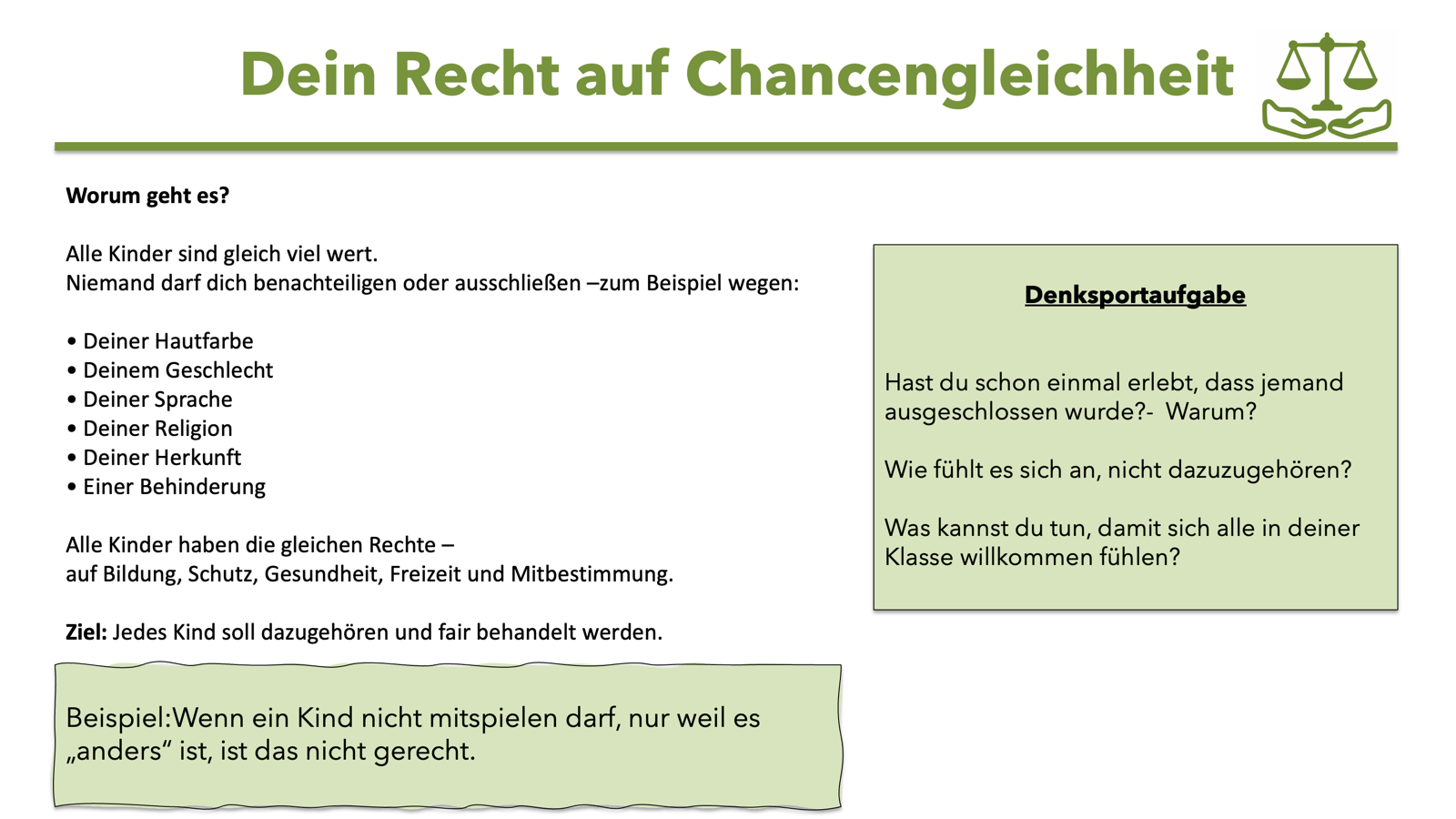 Infografik: Dein Recht auf Chancengleichheit