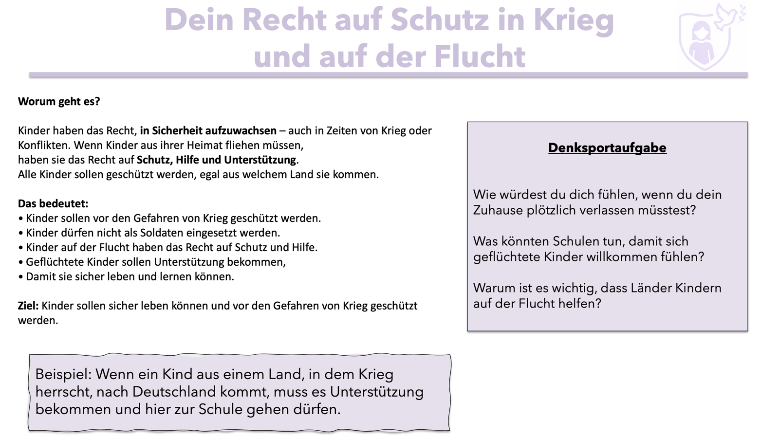 Infografik: Dein Recht auf Schutz in Krieg und auf der Flucht