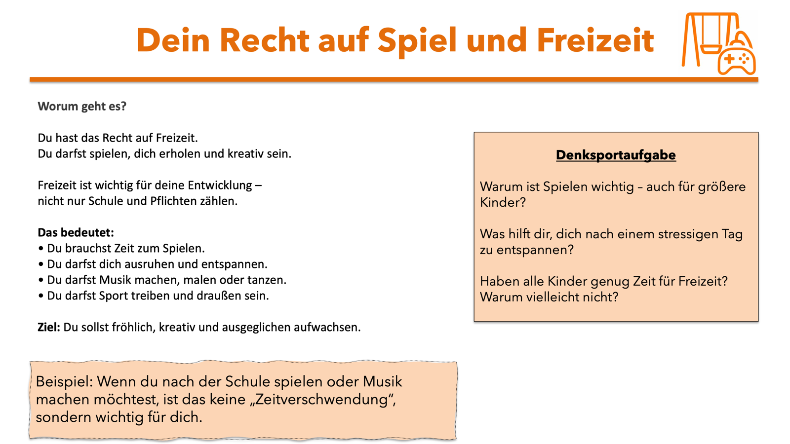 Infografik: Dein Recht auf Spiel und Freizeit